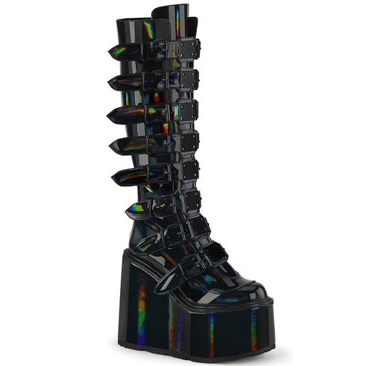 SWING-815 Black Hologram graphic Patent Demonia US Size (Women's): 6