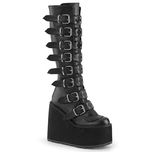 SWING-815 Black Vegan Leather Knee Boot Demonia US Size (Women's): 6