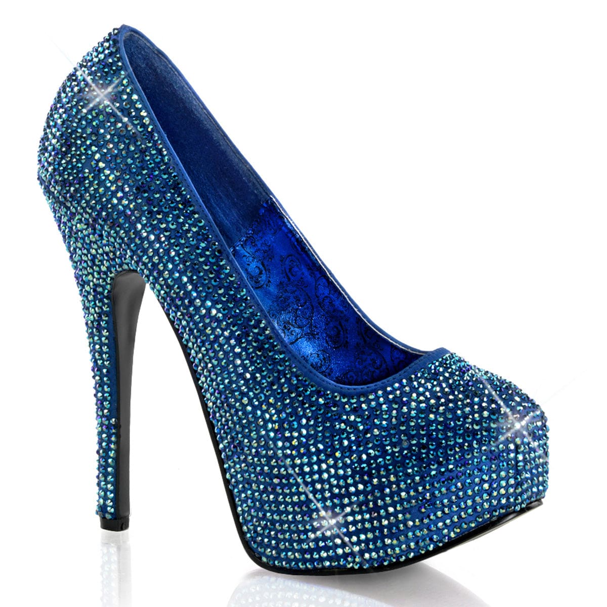 TEEZE-06R Blue Satin-Iridescent Rhinestones CURRENT Bordello US Size (Women's): 6