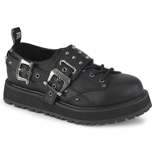 VALOR-38 Black Vegan Leather Unisex Platform Shoes Demonia US Size (Unisex/Men's): 4