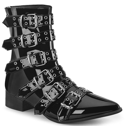 WARLOCK-70 Black Patent Calf Boot Demonia US Size (Unisex/Men's): 4