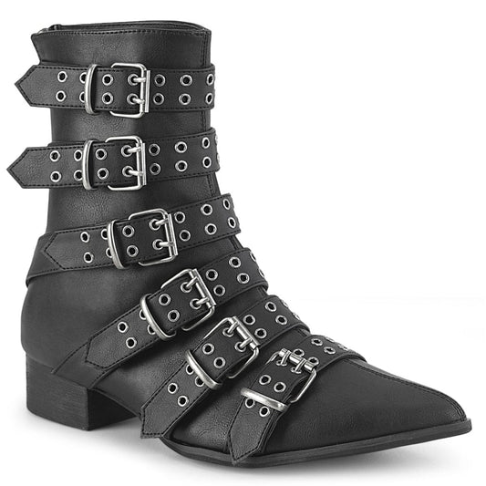 WARLOCK-70 Black Vegan Leather Calf Boot Demonia US Size (Unisex/Men's): 4