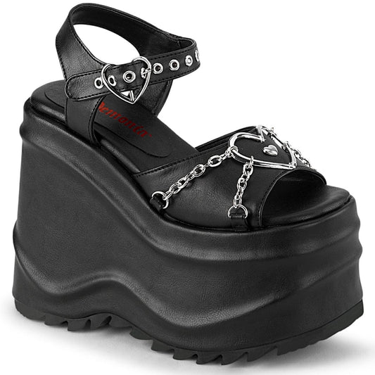 WAVE-09 Black Vegan Leather Sandal Demonia US Size (Women's): 6