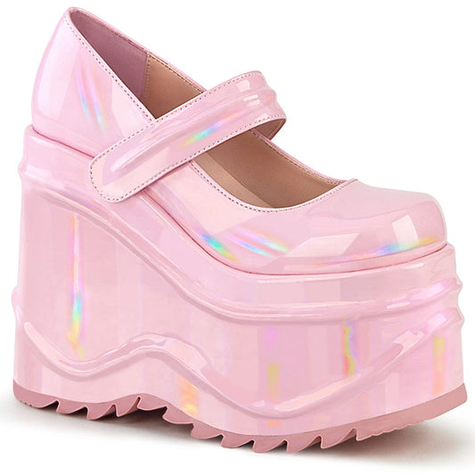 WAVE-32 Baby Pink Hologram Mary Janes Demonia US Size (Women's): 6