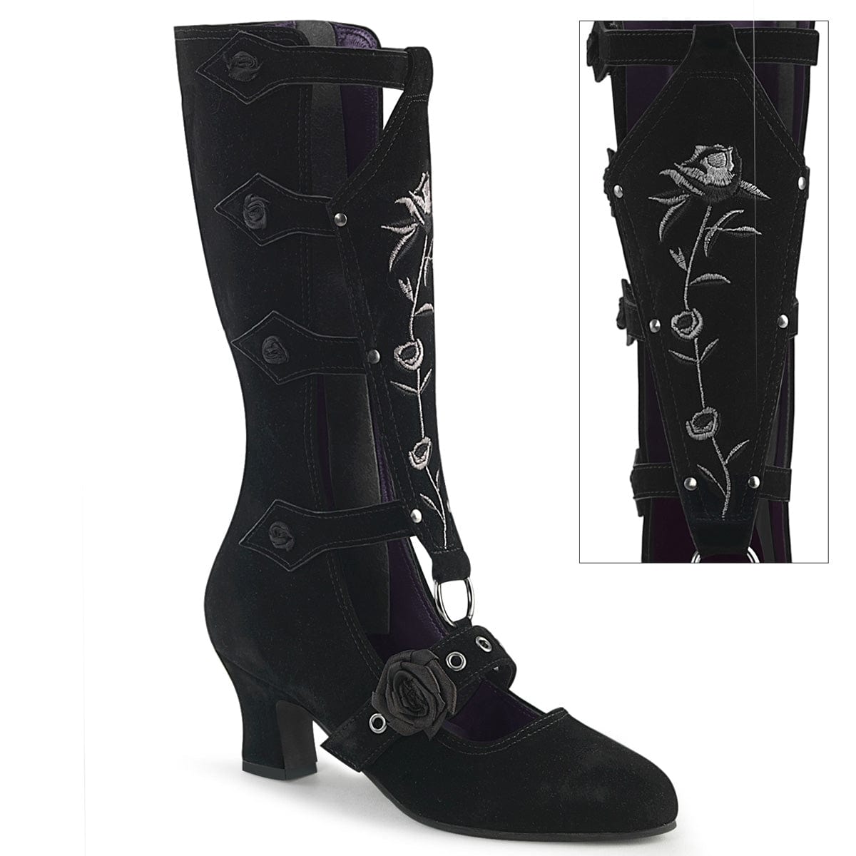 WHIMSY-118 Black Vegan Suede Demonia US Size (Women's): 6