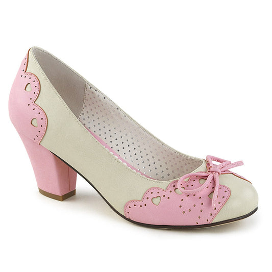 WIGGLE-17 Cream Pink Faux Leather Pump