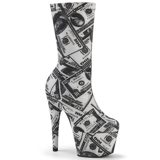 ADORE-1002DP White-Black Stretch Fabric/White-Black Fabric Ankle Boot Pleaser US Size (Women's): 5