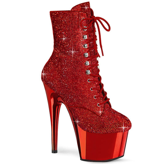 ADORE-1020CHRS Red Rhinestones/Red Chrome Ankle Boot Pleaser US Size (Women's): 5