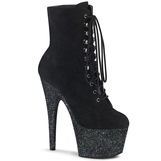 ADORE-1020FSMG Black Faux Suede/Black Multi Mini Glitter Ankle Boot Pleaser US Size (Women's): 5