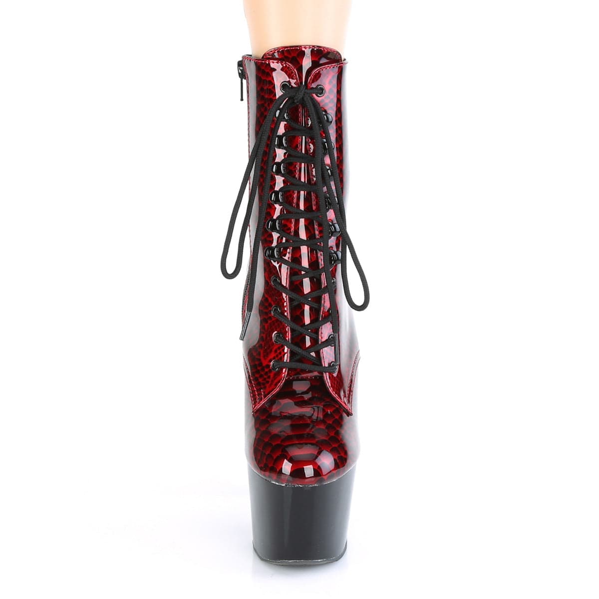 ADORE-1020SP Red Snake Print Patent/Black Ankle Boot Pleaser US Size (Women's): 5