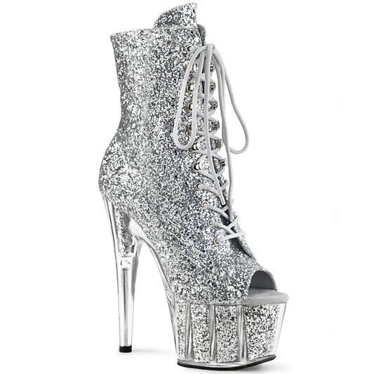 ADORE-1021G Silver Glitter/Silver Gliteer Ankle Boot Pleaser US Size (Women's): 5