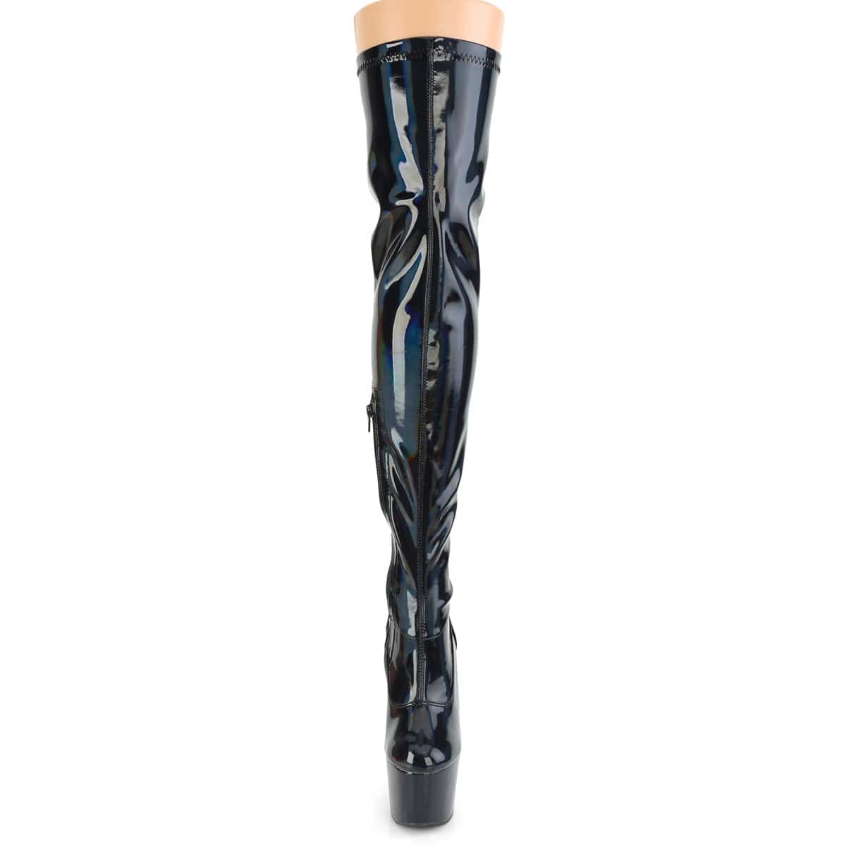 ADORE-3000HWR Black Stretch Hologram/Black Hologram Thigh Boot Pleaser US Size (Women's): 5