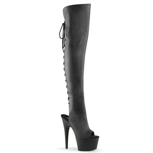 ADORE-3019 Black Faux Leather/Black Matte Thigh Boot Pleaser US Size (Women's): 6