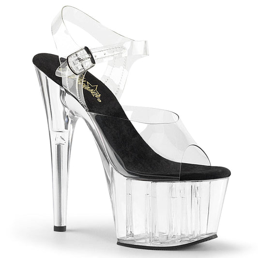 ADORE-708 Clear-Black/Clear Platform Sandal Pleaser US Size (Women's): 5