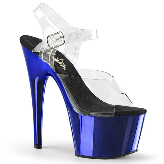 ADORE-708 Clear/Blue Chrome Platform Sandal Pleaser US Size (Women's): 5