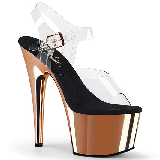 ADORE-708 Clear/Rose Gold Chrome Platform Sandal Pleaser US Size (Women's): 5