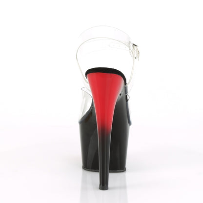 ADORE-708BR Clear/Red-Black Platform Sandal Pleaser