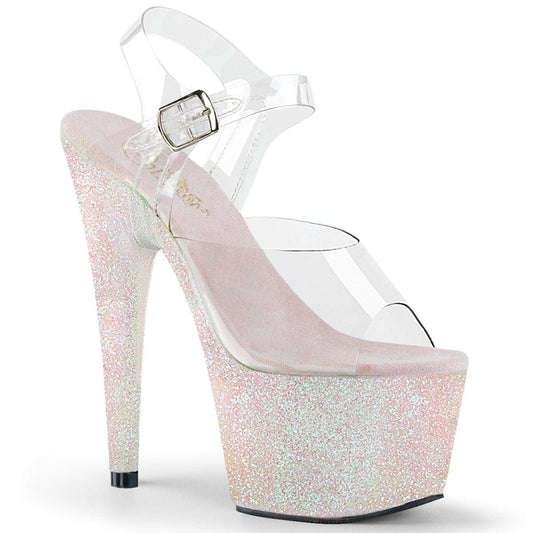 ADORE-708HMG Clear/Opal Multi Glitter Platform Sandal Pleaser US Size (Women's): 5