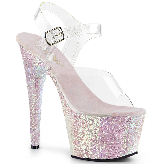 ADORE-708LG Clear/Opal Multi Glitter Platform Sandal Pleaser US Size (Women's): 5