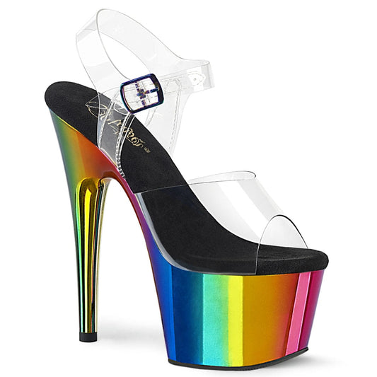 ADORE-708RC Clear/Rainbow Chrome Platform Sandal Pleaser US Size (Women's): 5