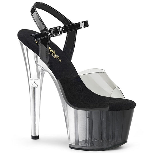 ADORE-708T-1 Smoke-Black/Black-Clear Ombre Platform Sandal Pleaser US Size (Women's): 5