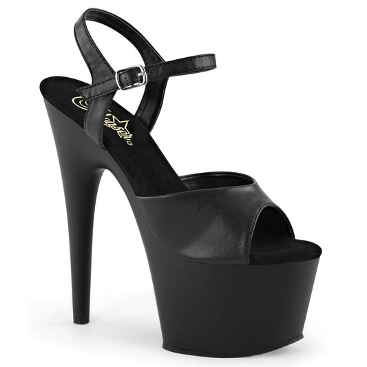 ADORE-709 Black Faux Leather/Black Matte Platform Sandal Pleaser US Size (Women's): 5