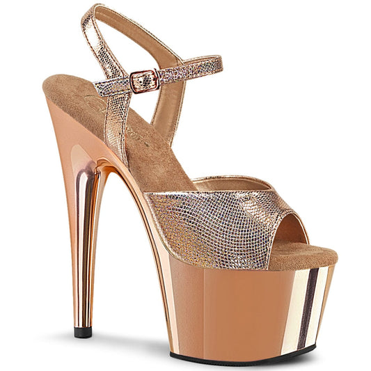 ADORE-709 Rose Gold Textured Metallic/RoseGold Chrome Platform Sandal Pleaser US Size (Women's): 5