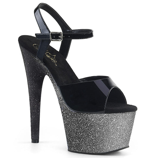 ADORE-709OMBRE Black Patent/Silver-Black Ombre Platform Sandal Pleaser US Size (Women's): 5