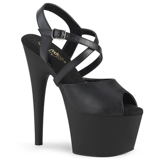 ADORE-724 Black Faux Leather/Black Matte Platform Sandal Pleaser US Size (Women's): 5