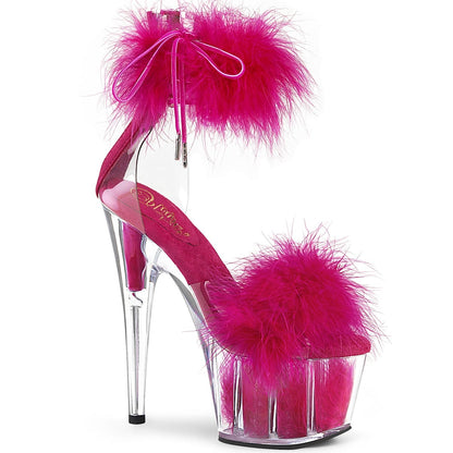 ADORE-724F Clear-Hot Pink Fur/Hot Pink Fur Platform Sandal Pleaser US Size (Women's): 5