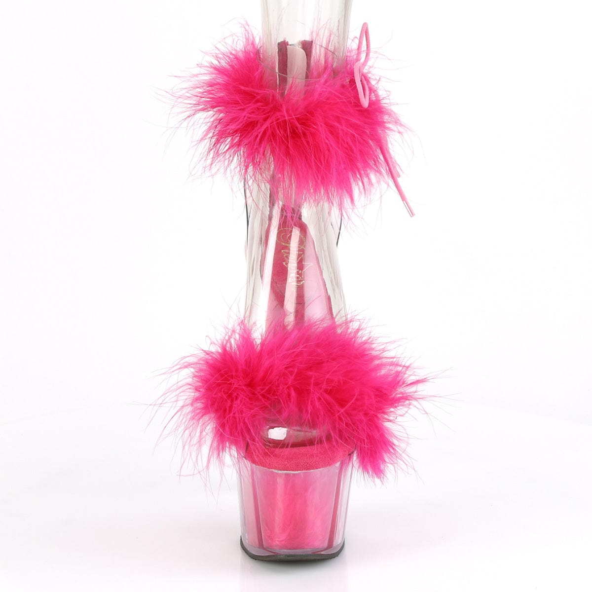 ADORE-724F Clear-Hot Pink Fur/Hot Pink Fur Platform Sandal Pleaser US Size (Women's): 5