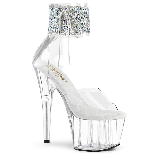 ADORE-724RS-02 Clear-Silver Rhinestones/Clear Platform Sandal Pleaser US Size (Women's): 5