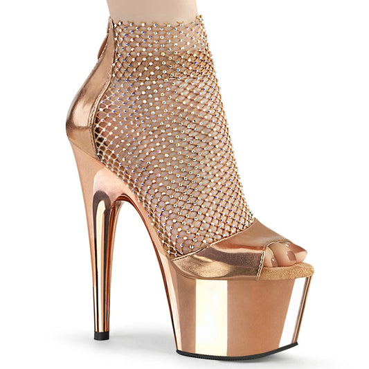 ADORE-765RM R.Gold Metallic Pu-Rhinestones Mesh/R.Gold Chrome Platform Sandal Pleaser US Size (Women's): 5