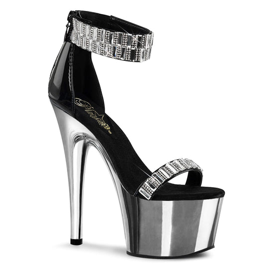 ADORE-769RS Black/Silver Chrome Platform Sandal Pleaser US Size (Women's): 5