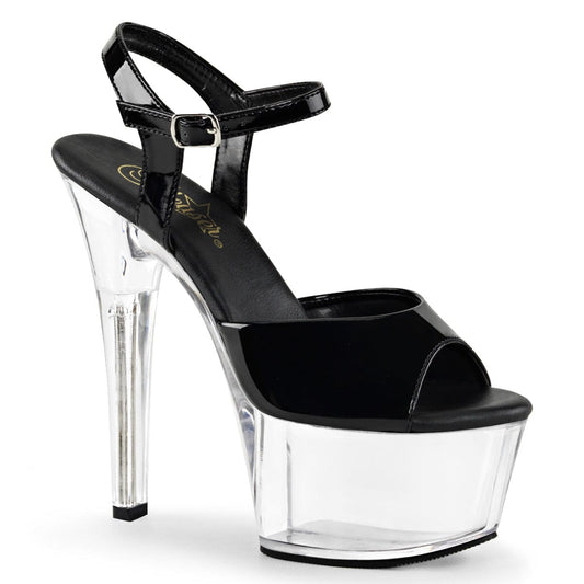 ASPIRE-609 Black Patent/Clear Platform Sandal Pleaser US Size (Women's): 5