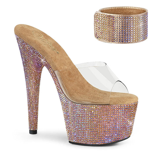 BEJEWELED-712RS Clear/Rose Gold Multi Rhinestones Platform Sandal Pleaser US Size (Women's): 5