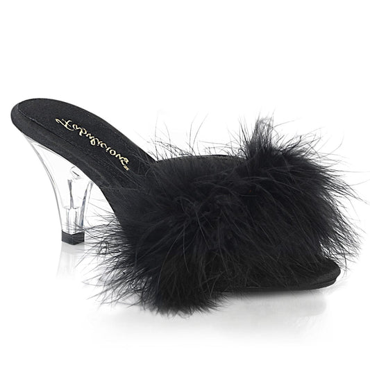 BELLE-301F Black Pu-Fur/Clear CURRENT Fabulicious US Size (Women's): 5