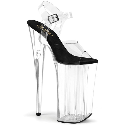 BEYOND-008 Clear-Black/Clear Platform Sandal Pleaser US Size (Women's): 5