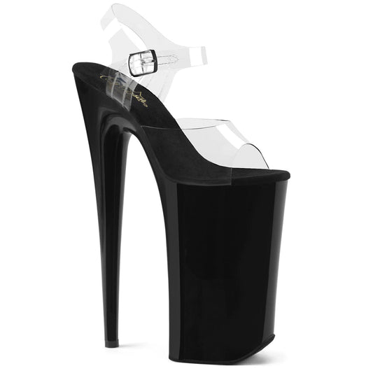 BEYOND-008 Clear/Black Platform Sandal Pleaser US Size (Women's): 5