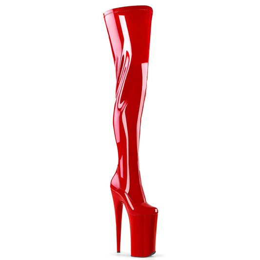 BEYOND-4000 Red Stretch Patent/Red Boot Pleaser US Size (Women's): 5