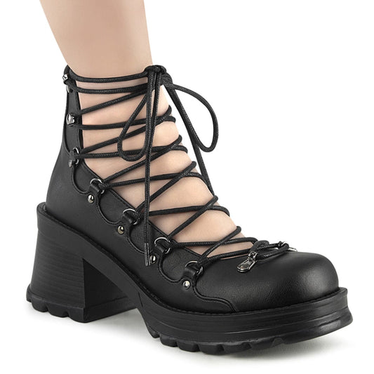 BRATTY-32 Black Vegan Leather Ankle Boot Demonia US Size (Women's): 6