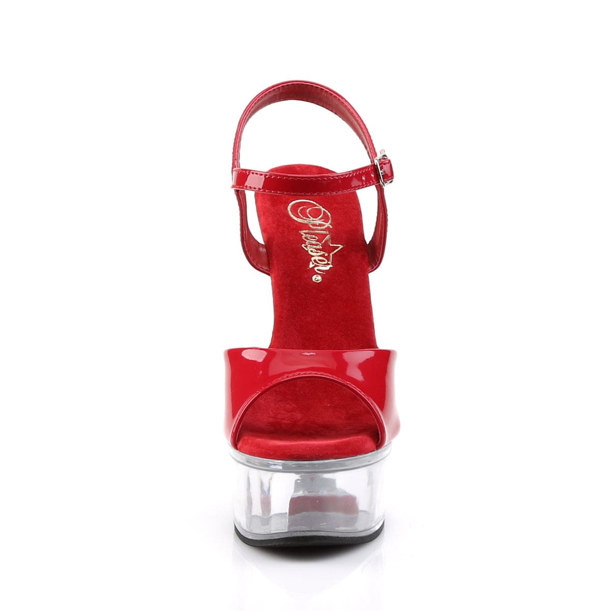 Red clear online sandals