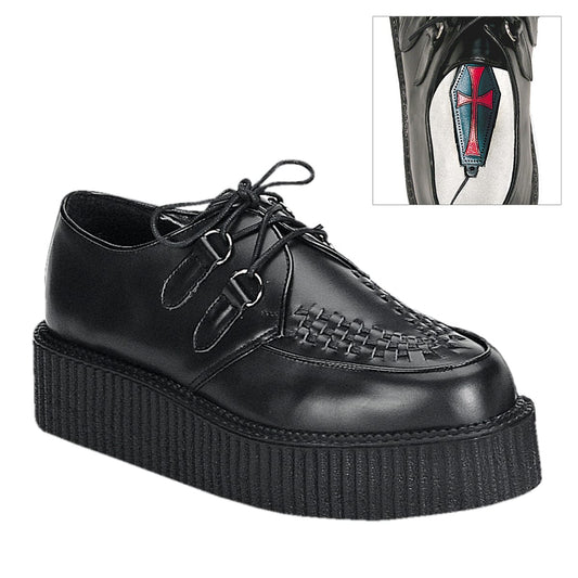 CREEPER-402 Black Leather Creeper Demonia US Size (Unisex/Men's): 4