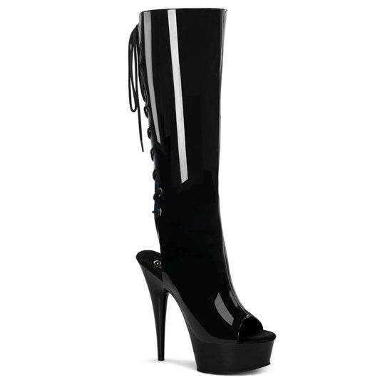 DELIGHT-2018 Black Patent/Black Knee Boot Pleaser US Size (Women's): 5