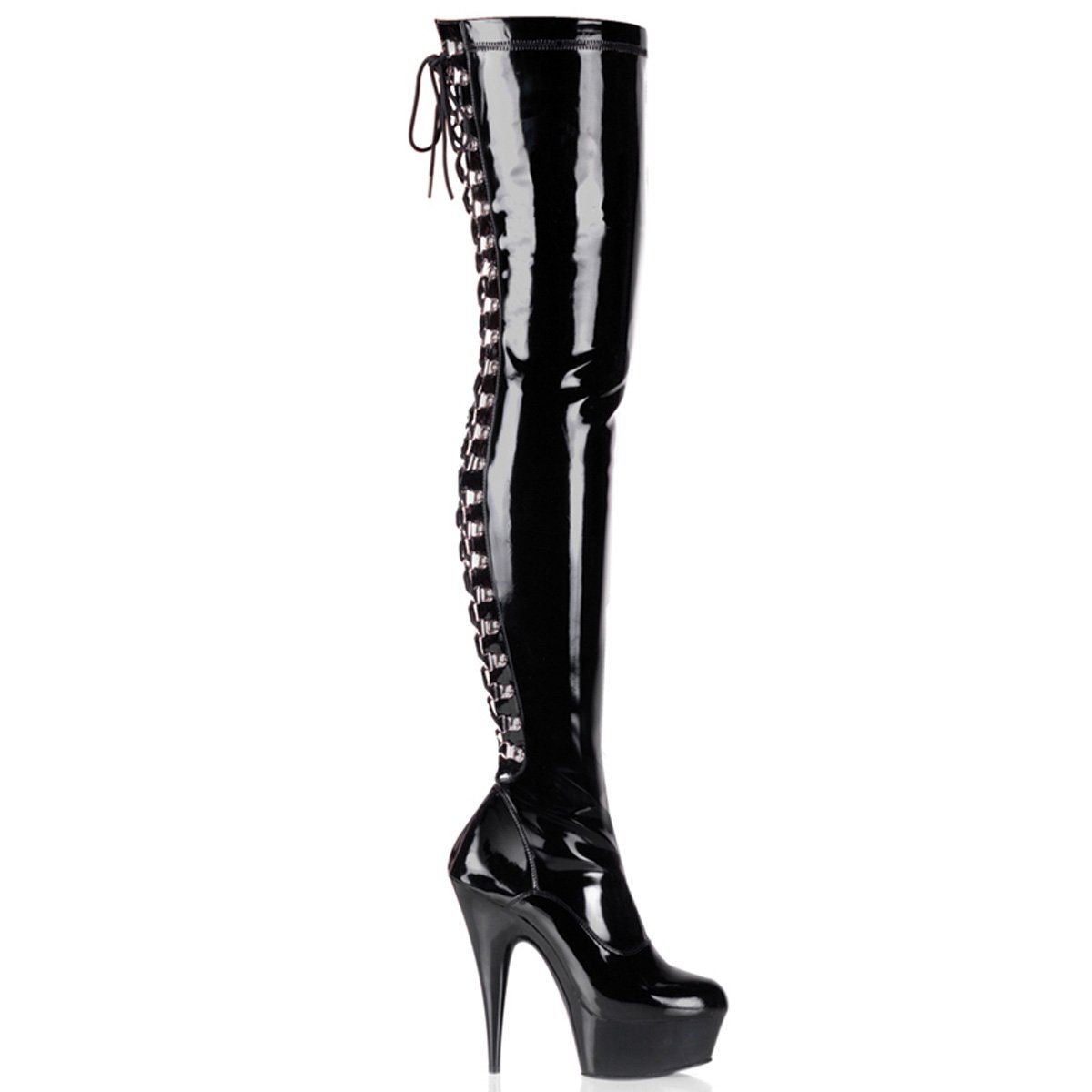 DELIGHT-3063 Black Stretch Patent Thigh Boot – SHOE ME
