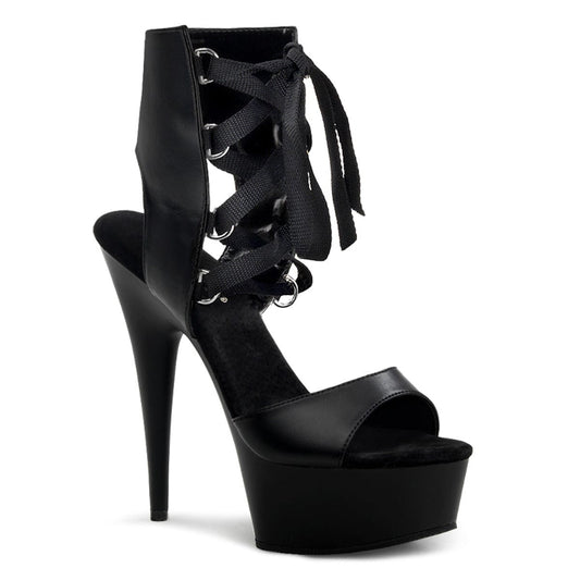 DELIGHT-600-14 Black Faux Leather/ Black Platform Sandal Pleaser US Size (Women's): 5