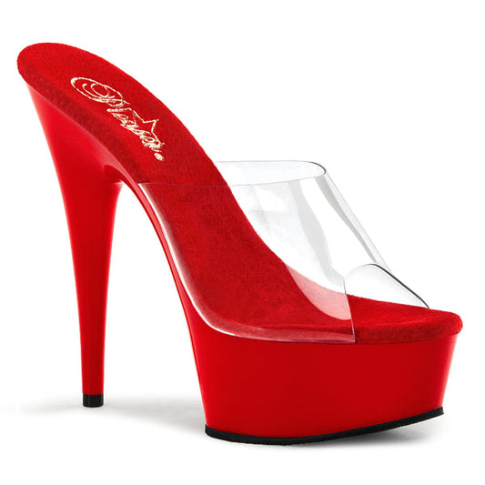 DELIGHT-601 Clear/Red Slide Pleaser US Size (Women's): 5