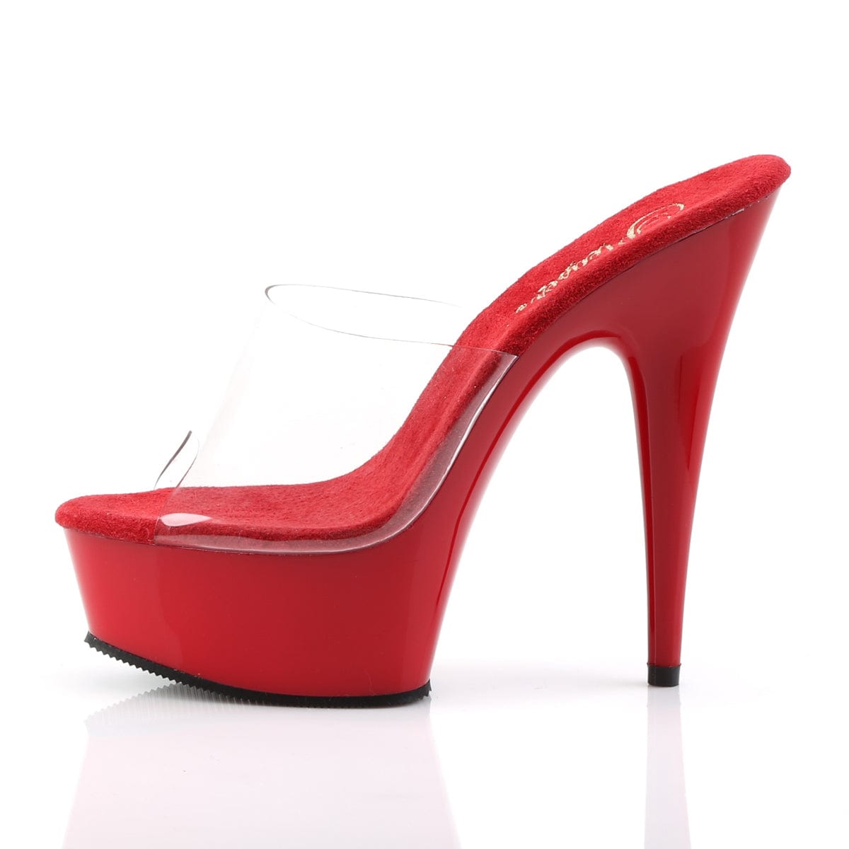 Red slide sale on heels