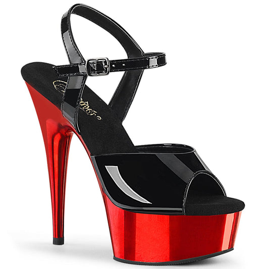 DELIGHT-609 Black Patent/Red Chrome Platform Sandal Pleaser US Size (Women's): 5