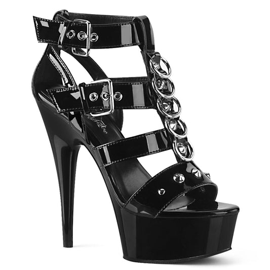 DELIGHT-658 Black Patent/Black Platform Sandal Pleaser US Size (Women's): 5